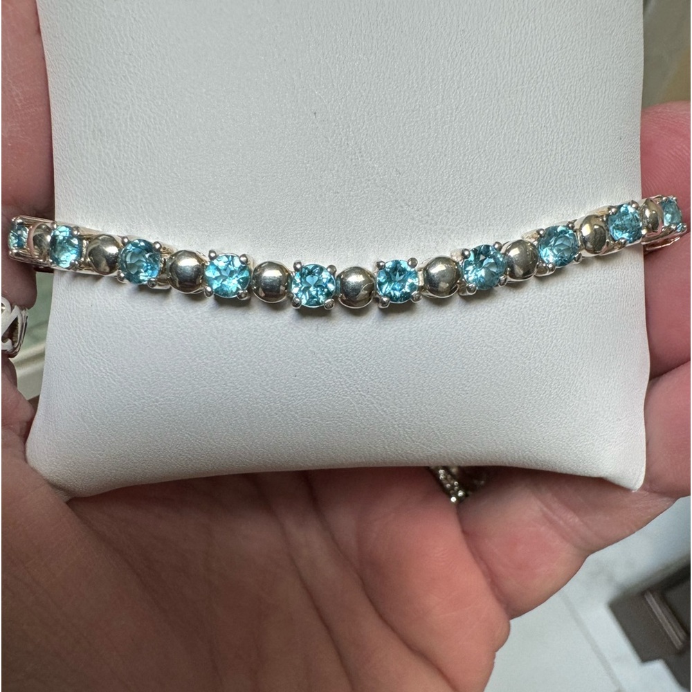 925 Blue Topaz Tennis Bracelet